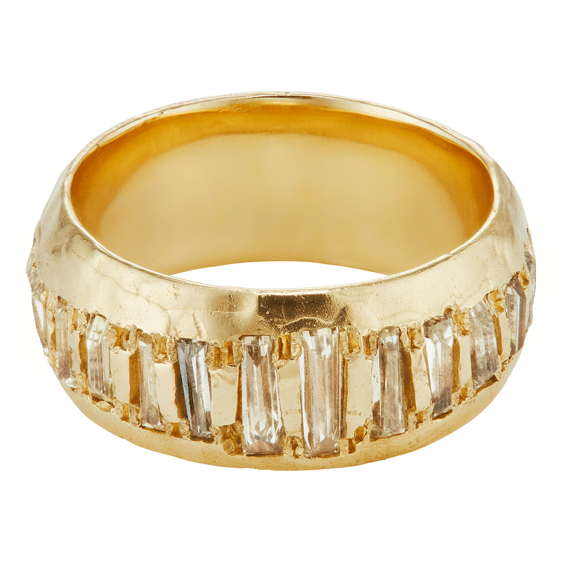 X 9mm Lemon Baguette Diamond Half Eternity Scatter Ring