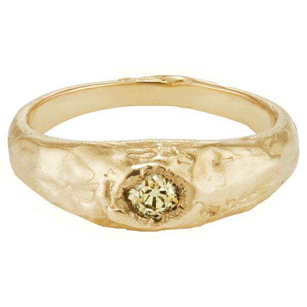 X 0.5ct Old Cut Yellow Diamond Engagement Signet Ring