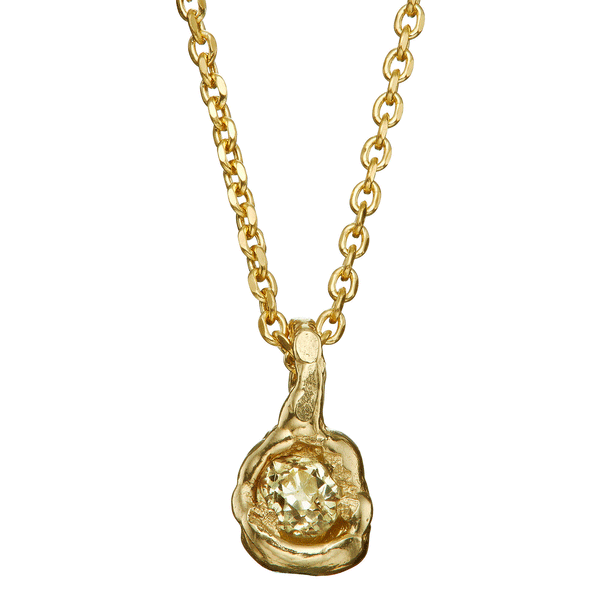 X 0.45ct Old Cut Yellow Diamond Nugget Pendant Necklace