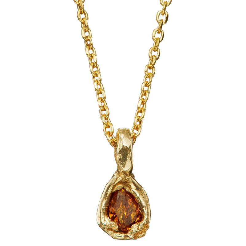 X 0.6ct Bright Orange Diamond Nugget Pendant Necklace