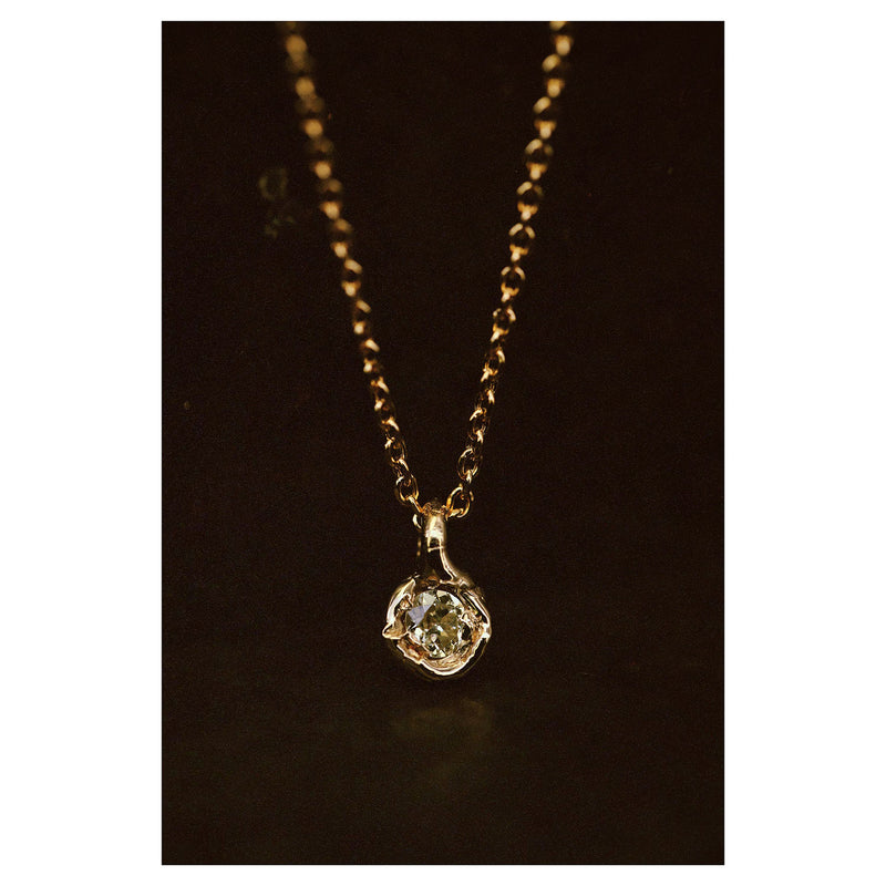 V Old Cut Diamond Nugget Pendant Necklace