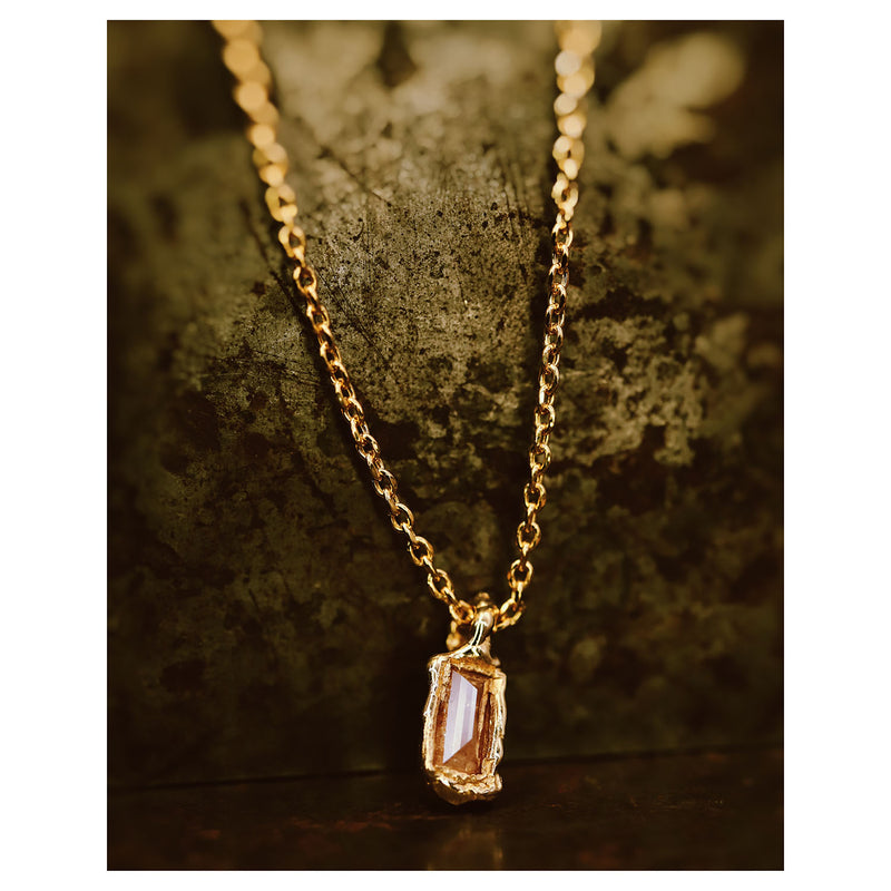 X 0.9ct Red Baguette Diamond Nugget Necklace