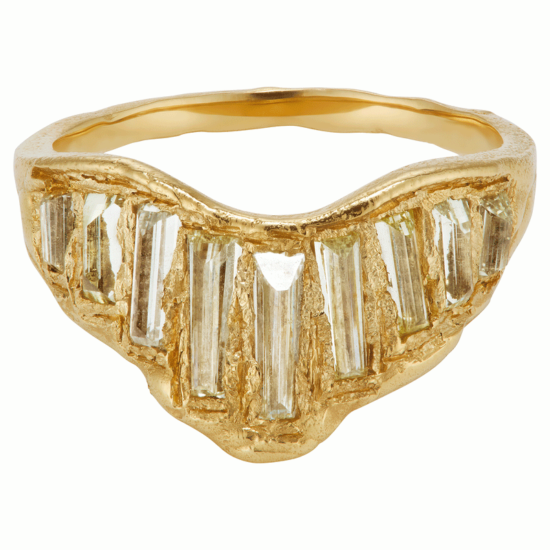 LX Lemon Baguette Diamond Extra Large V Shape Scatter Ring