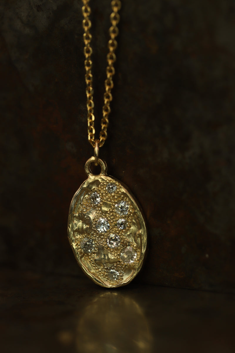 X Old Cut Large Oval Pendant Necklace