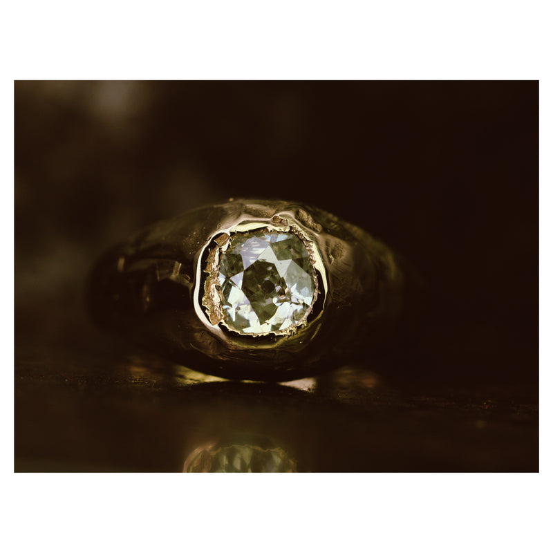 X 0.9ct Old Cut Diamond Engagement Signet Ring