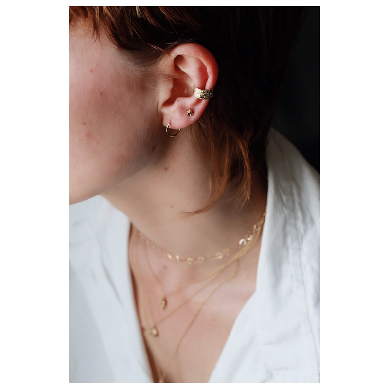 LI Hammered 12mm Single Clicker Hoop Earring
