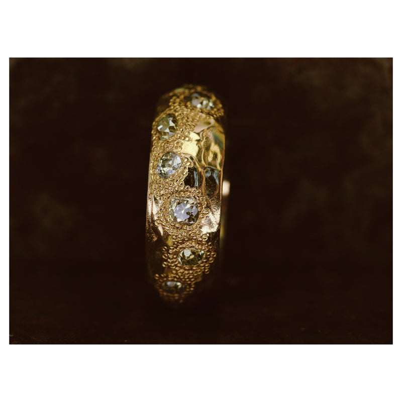 X 4.5ct Old Cut 8mm Diamond Eternity Scatter Ring