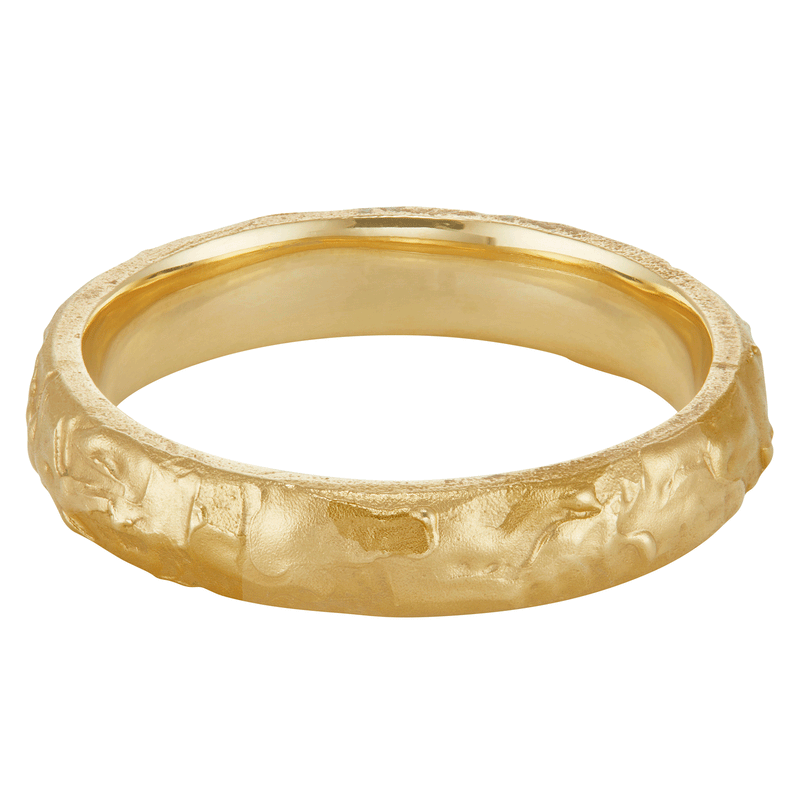 LXV 4mm Gold Molten D Shape Wedding Band