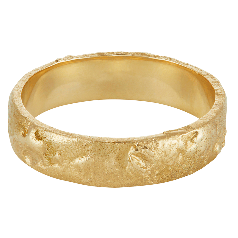 XIX 5mm Gold Reticulated Flat Wedding Band