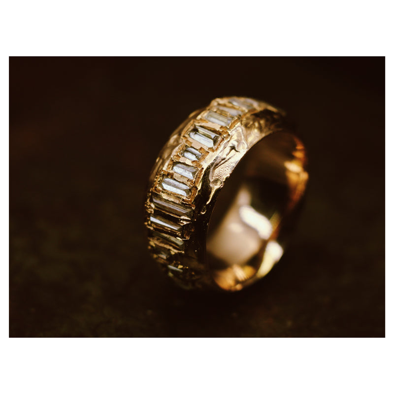 X 9mm Soft White Scatter Baguette Ring