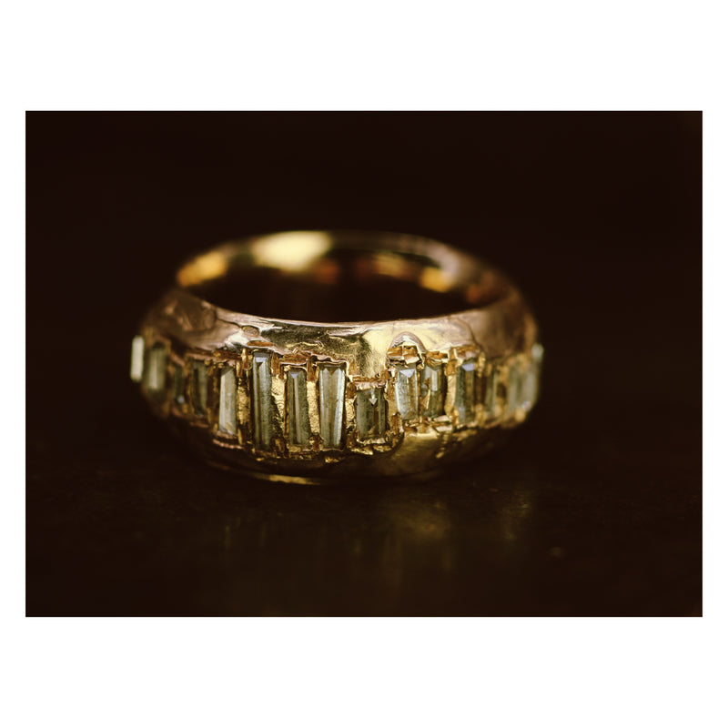 X 9mm Soft White Scatter Baguette Ring