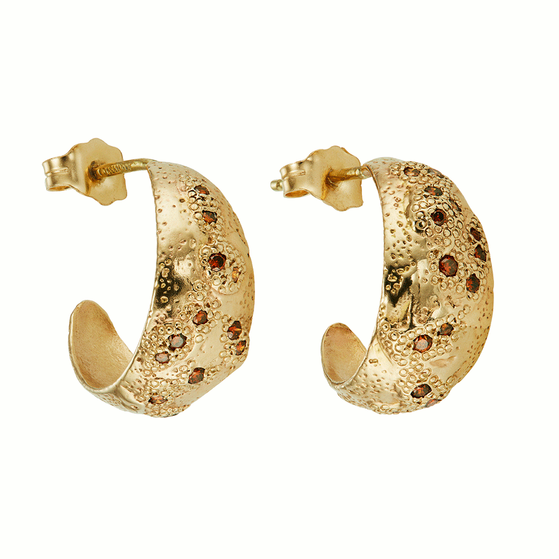 LX Gold & Cognac Diamond Hoop Earrings