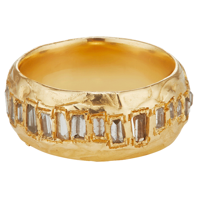 X 9mm Soft White Scatter Baguette Ring