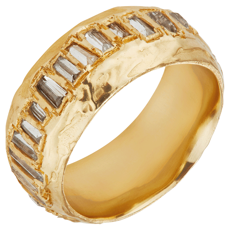 X 9mm Soft White Scatter Baguette Ring