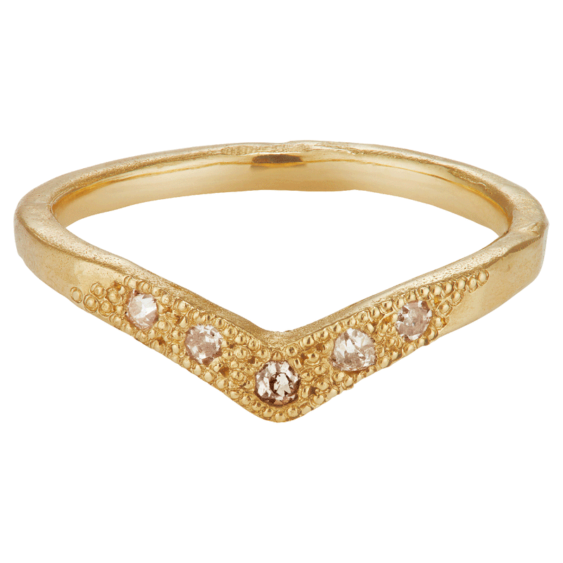 X OOAK 0.5ct Old Cut Diamond V Shape Scatter Ring