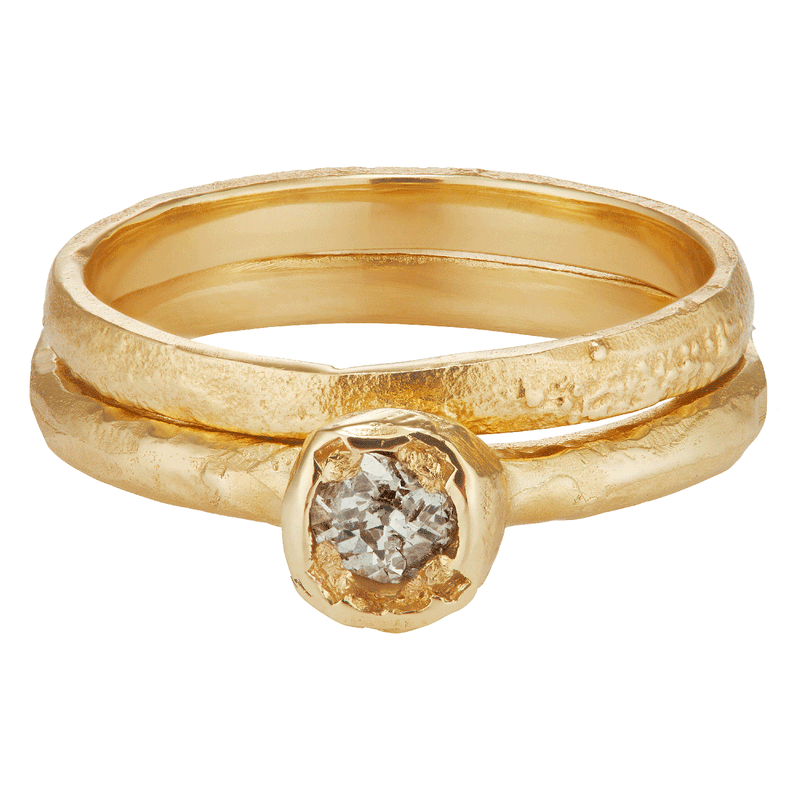 XIX 2mm Gold Reticulated Flat Wedding Band