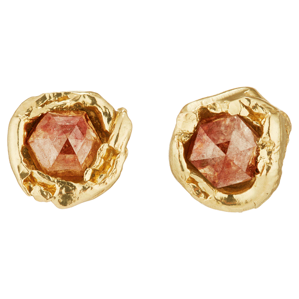 X 0.6ct Soft Red Organic Diamond Stud Earrings