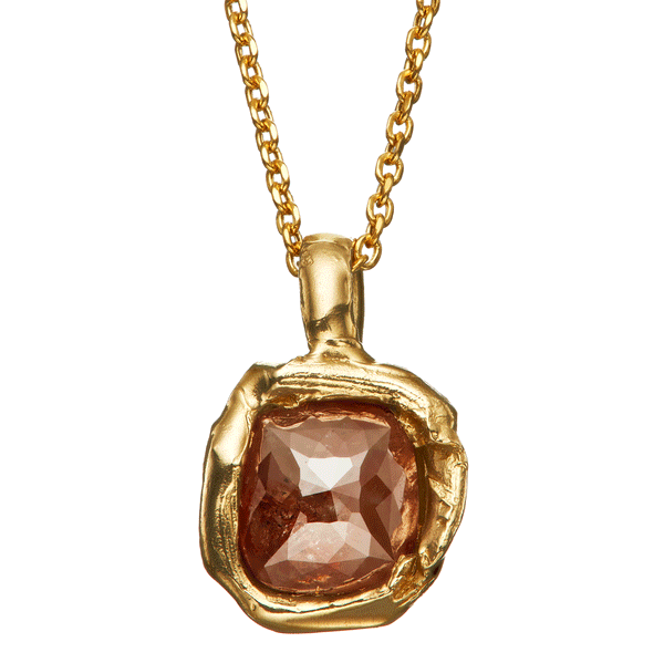 X 2ct Soft Red Rose Cut Diamond Nugget Pendant Necklace
