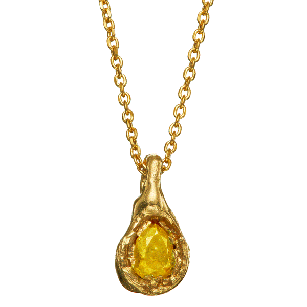 X 0.8ct Golden Yellow Diamond Nugget Pendant Necklace
