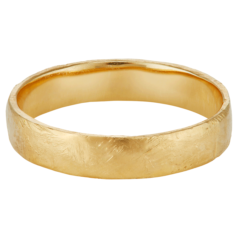 XIX 4mm Gold Brushed Flat Wedding Band