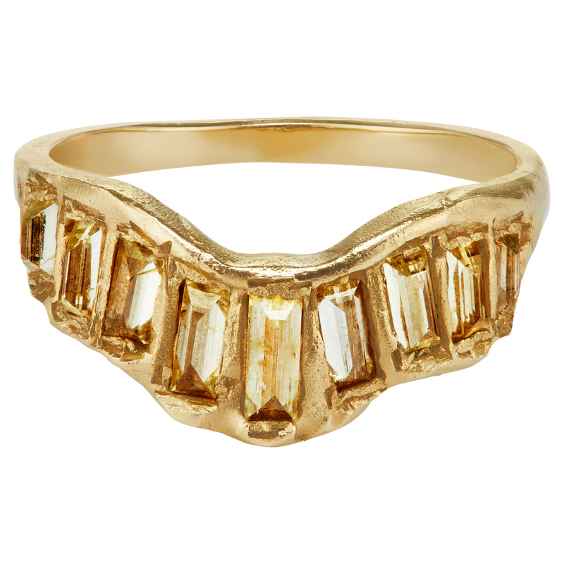 LX Lemon Baguette Diamond V Shape Scatter Ring