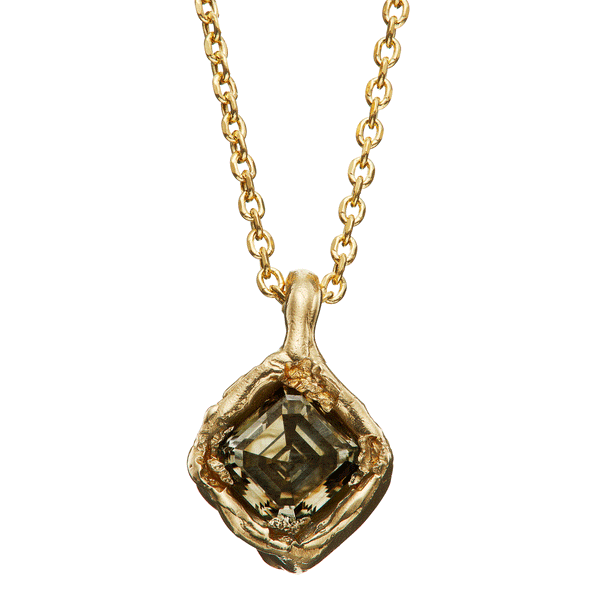 X 1.45ct Deep Green Diamond Pendant Necklace
