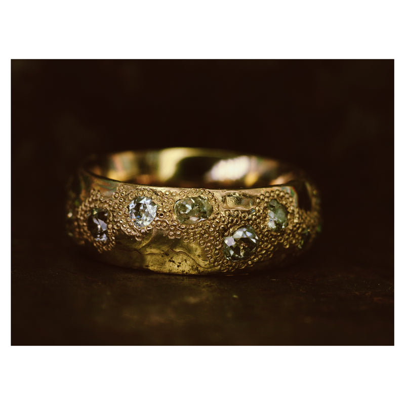 X 4.5ct Old Cut 8mm Diamond Eternity Scatter Ring