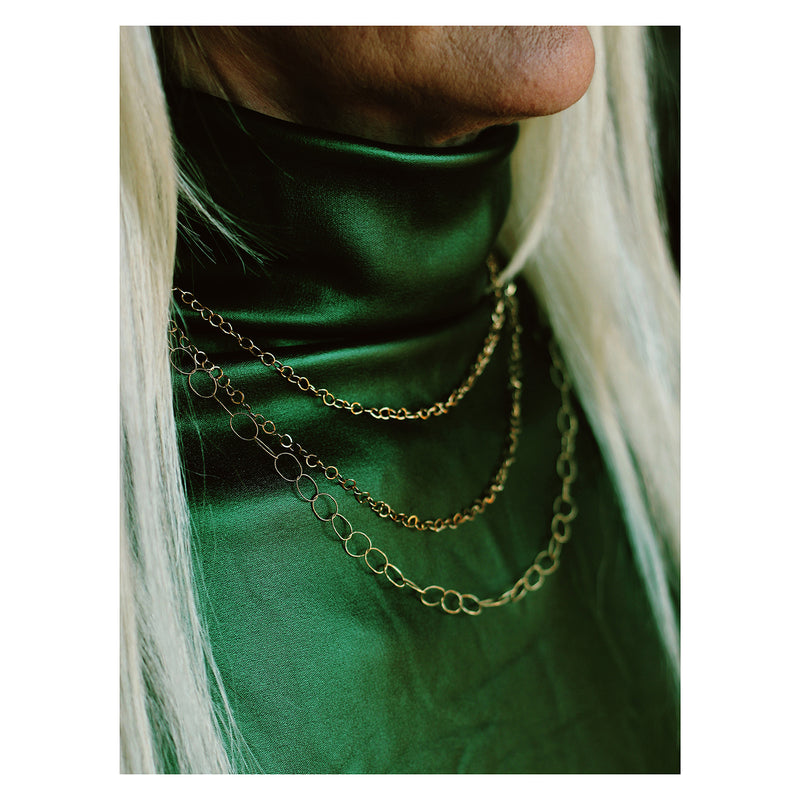 I Slim Textured Gold Link Chain Necklace