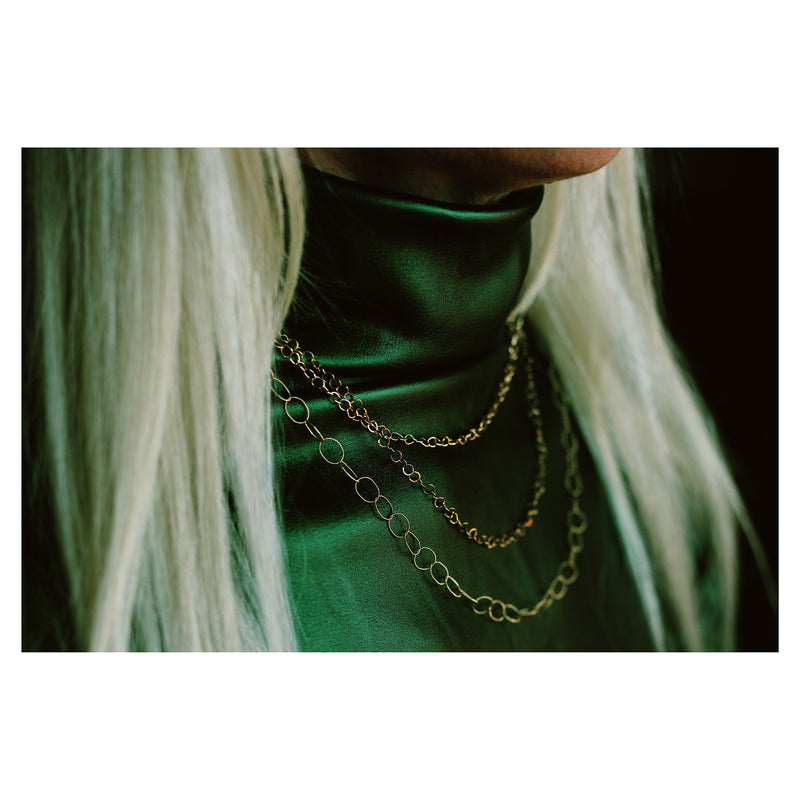 I Slim Textured Gold Link Chain Necklace