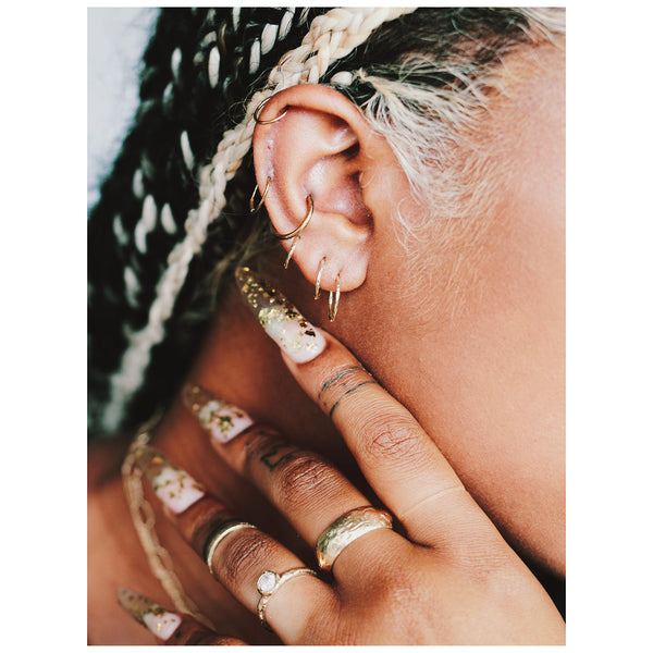 LI Hammered 8mm Clicker Hoop Earrings