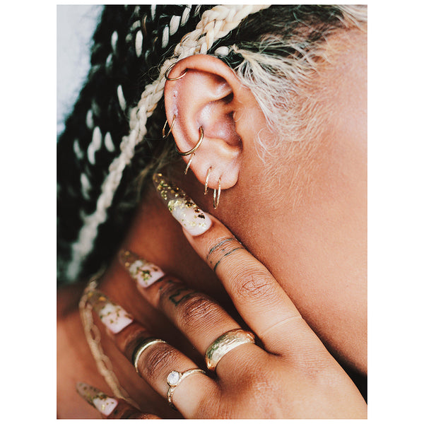 LI Hammered 8mm Single Clicker Hoop Earring