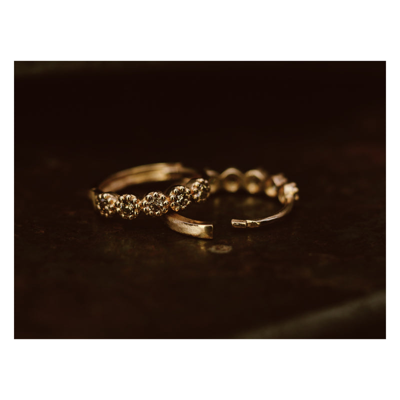 LI Textured 12mm Five Diamond Clicker Hoop Earrings