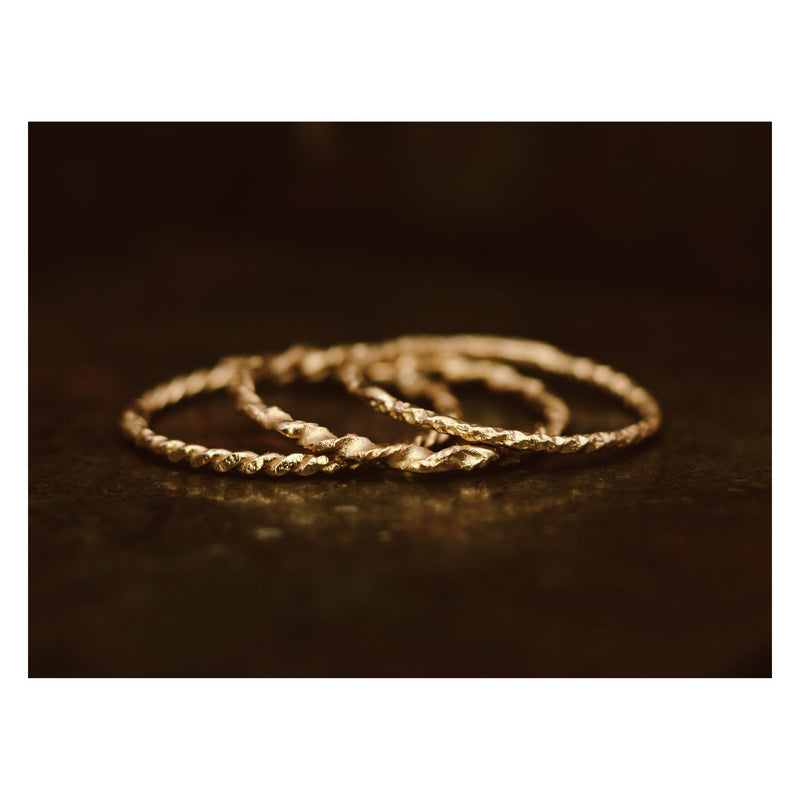 XVII 1mm Textured Gold Wedding Band