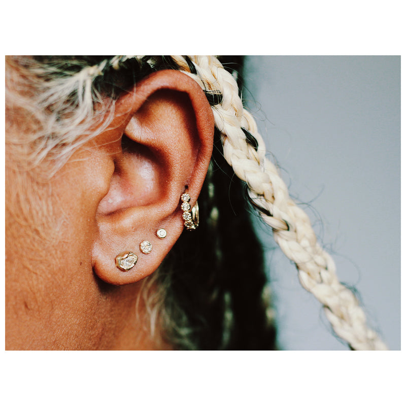LI Textured 12mm Five Diamond Clicker Hoop Earrings