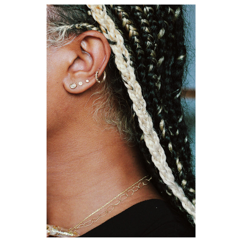LI Textured 12mm Five Diamond Clicker Hoop Earrings