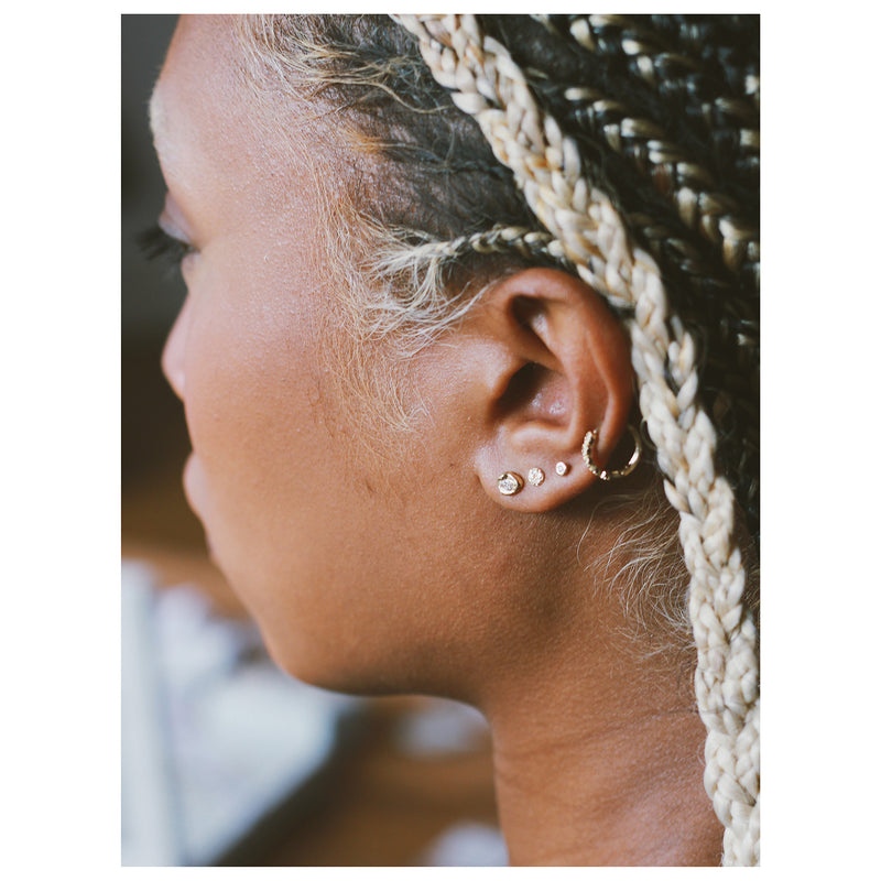 LI Textured 12mm Five Diamond Clicker Hoop Earrings