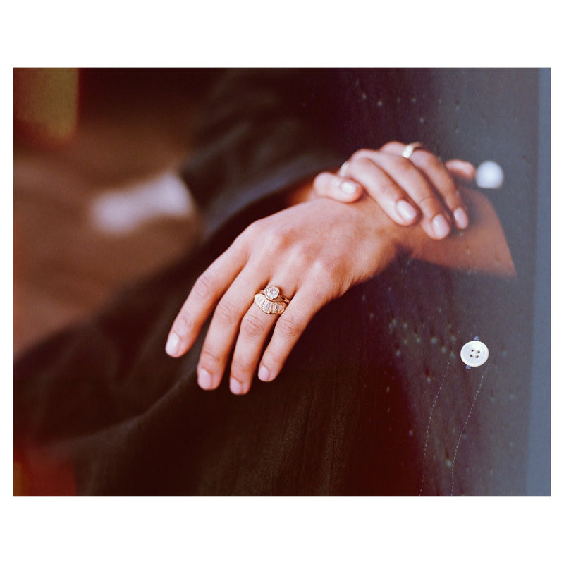 X OOAK 1.2ct Old Cut Diamond V Shape Scatter Ring
